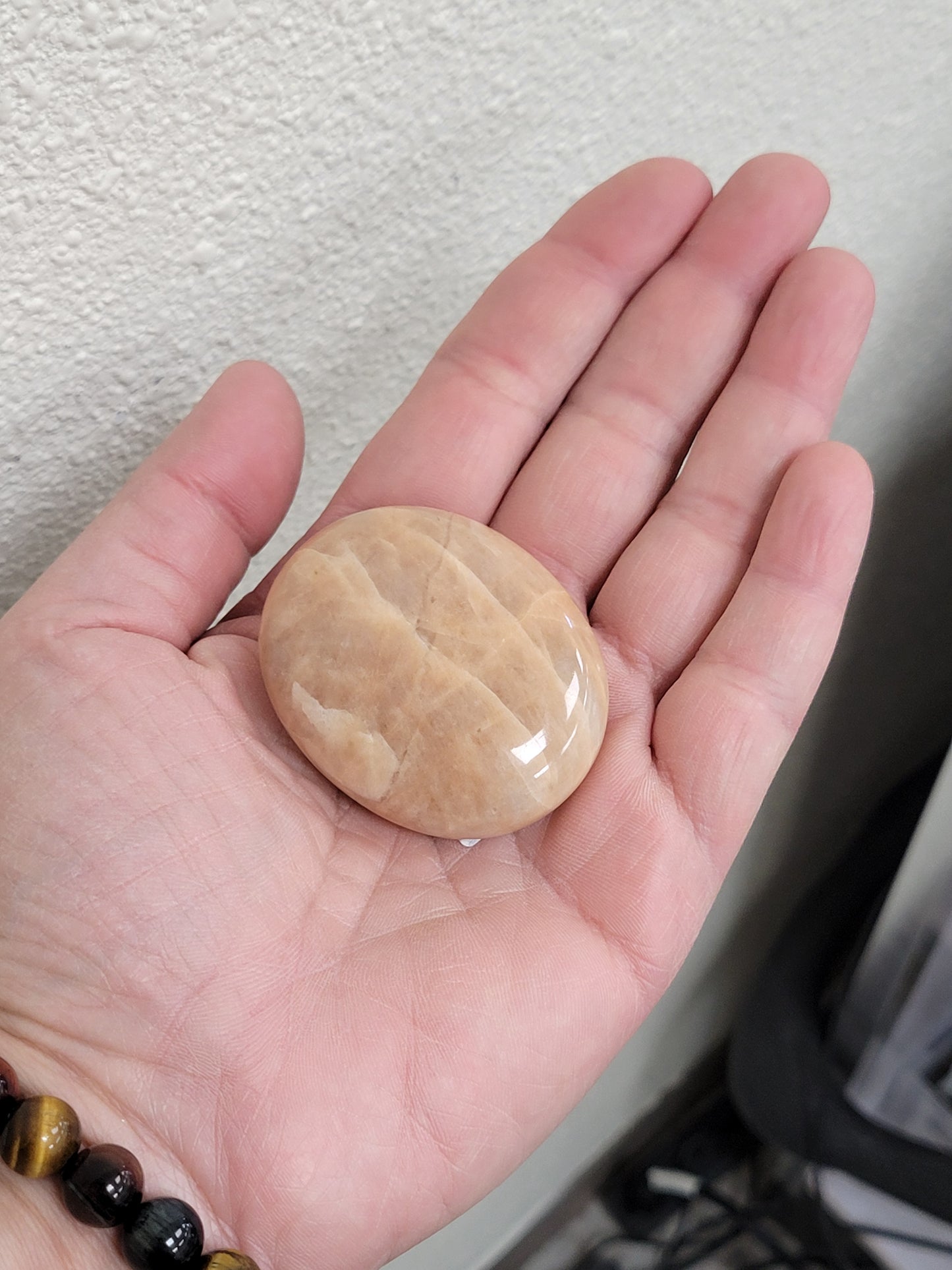 Peach Moonstone Palm Stone