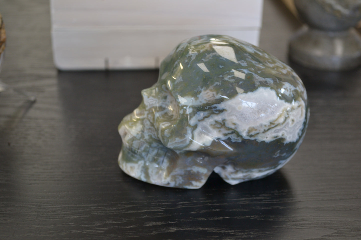 MOSS AGATE SKULL